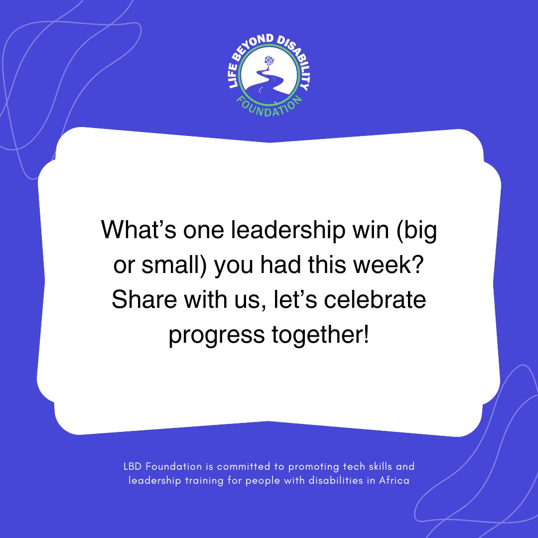 LBDfoundation1's tweet photo. It's Friday!
Every step forward is worth celebrating. Tell us your wins from this week

What’s one leadership win (big or small) you had this week? Share with us, let’s celebrate progress together!

#DisabilityAwareness #Disability #Leadership #disabilityinclusion https://t.co/dNONmf55NN
