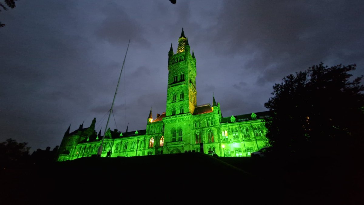 LiverUK_charity's tweet photo. Thank you @UofGlasgow - the main building was looking fantastic illuminated in green last night to mark #LiverCancerAwarenessMonth.
The building will continue to #LightUpForLiver until the 7th - so do share any pictures if you are passing! https://t.co/oQnffpIm4r