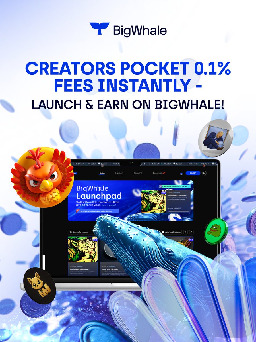 bigwhaleLP's tweet photo. 🚀 Creators’ Pocket just got bigger! 🔥 0.1% Fees • Instant Launch • Earn on Big Whale 🐋
👉 The future of meme coin creation starts NOW.

Launch with us: https://t.co/bU5ghJs9wO

#Token2049 #Crypto #Explore #Launchpad #MemeCoin https://t.co/m28AB6GGbv