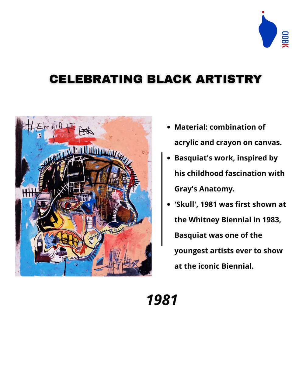 odbk_berlin's tweet photo. Born in Brooklyn in 1960, Jean-Michel Basquiat turned his art into inspiration. From tagging his work as “SAMO” in the late ’70s and rising with Neo-Expressionism, his raw, bold art broke barriers and redefined the meaning of culture and. 

#BlackHistoryMonth #Basquiat https://t.co/fydExzuOjt