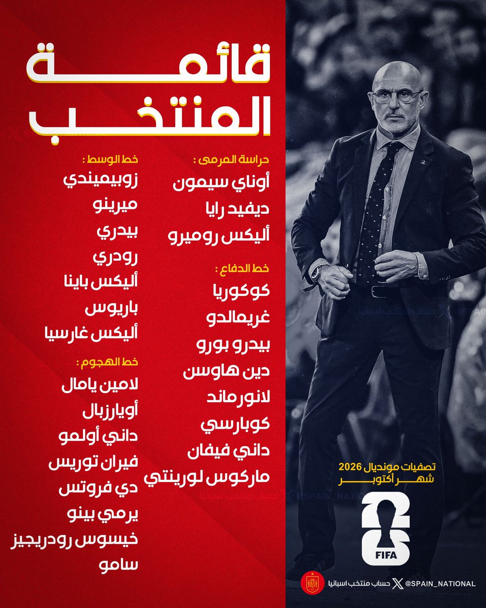 🔵 رسمياً : 

قائمة إسبانيا في توقف أكتوبر 2025 ✅

🚨|📋