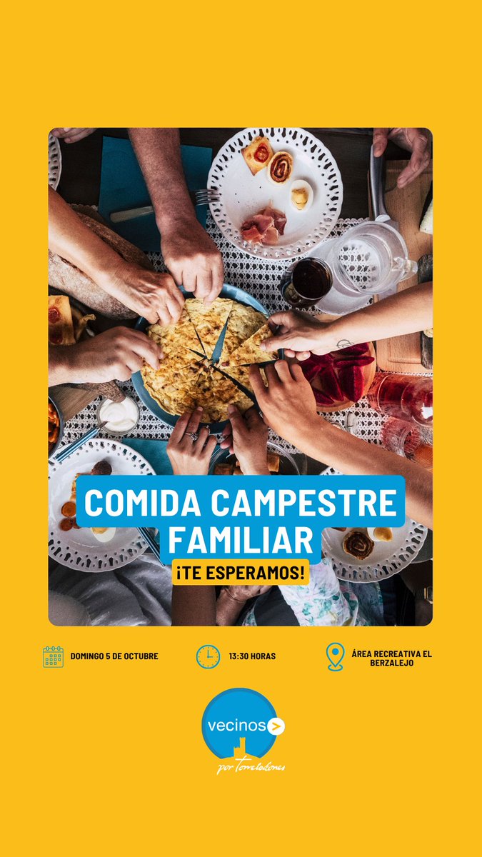 🥳¡Ya tenemos ubicación para nuestra COMIDA CAMPESTRE FAMILAR!

📍Área Recreativa El Berzalejo
🗓️Domingo 5
⏰13:30h.

Será un buen momento para charlar, conocernos y divertirnos.
Te apuntas con tu tortilla, tu bocata y unos refrescos? 🍺🥪

#Torrelodones #vecinosportorrelodones