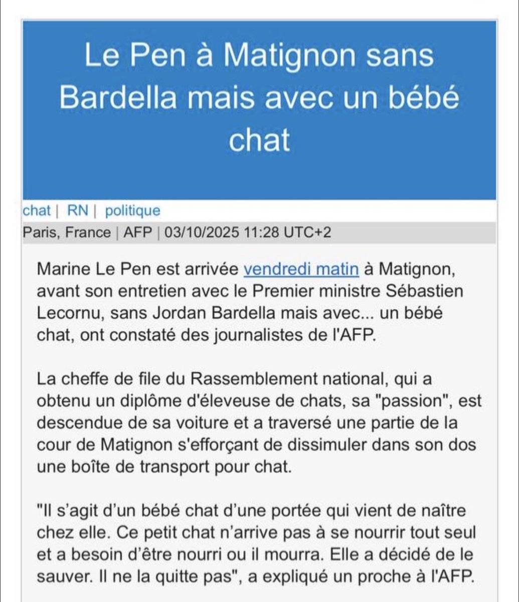 Je ne l’avais pas vu venir, mais alors pas du tout, cette dépêche de l’AFP