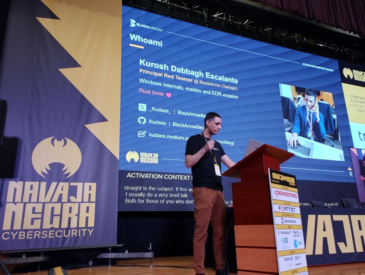 Kudos to our colleague <a href="/_Kudaes_/">Kurosh Dabbagh</a> , who yesterday delighted us at <a href="/NavajaNegra_AB/">Navaja Negra Conference</a> with his talk 'Activation Context Hijack,' which can be rewatched here: twitch.tv/videos/2581089…
