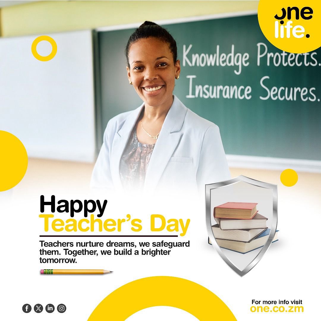 OneLife_ZM's tweet photo. Teachers light the path with knowledge, and we secure that path with protection. Happy Teachers’ Day from OneLife Assurance! #OneLifeAssurance #TeachersDay2025 #OwnEveryMoment #InsuranceSolutions #InsuranceMatters #SocialiseInsurance #InsureYourFuture #SecureYourFuture #InsuranceMatters