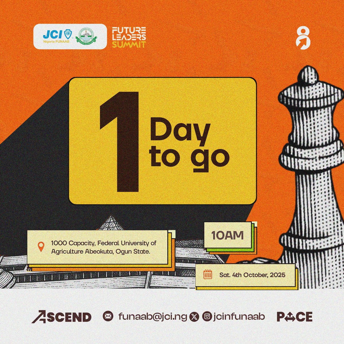 jcinfunaab's tweet photo. Tomorrow is the day🔥
FLS7 is where vision meets action.  
With speakers from diverse industries and powerful stories, it’s your launchpad into clarity, leadership, and purpose.

One decision can shift your journey, Make it now

Register now: https://t.co/qubs4LqDKa

#FLS7
#ELV8 https://t.co/iD8wPCrGZb