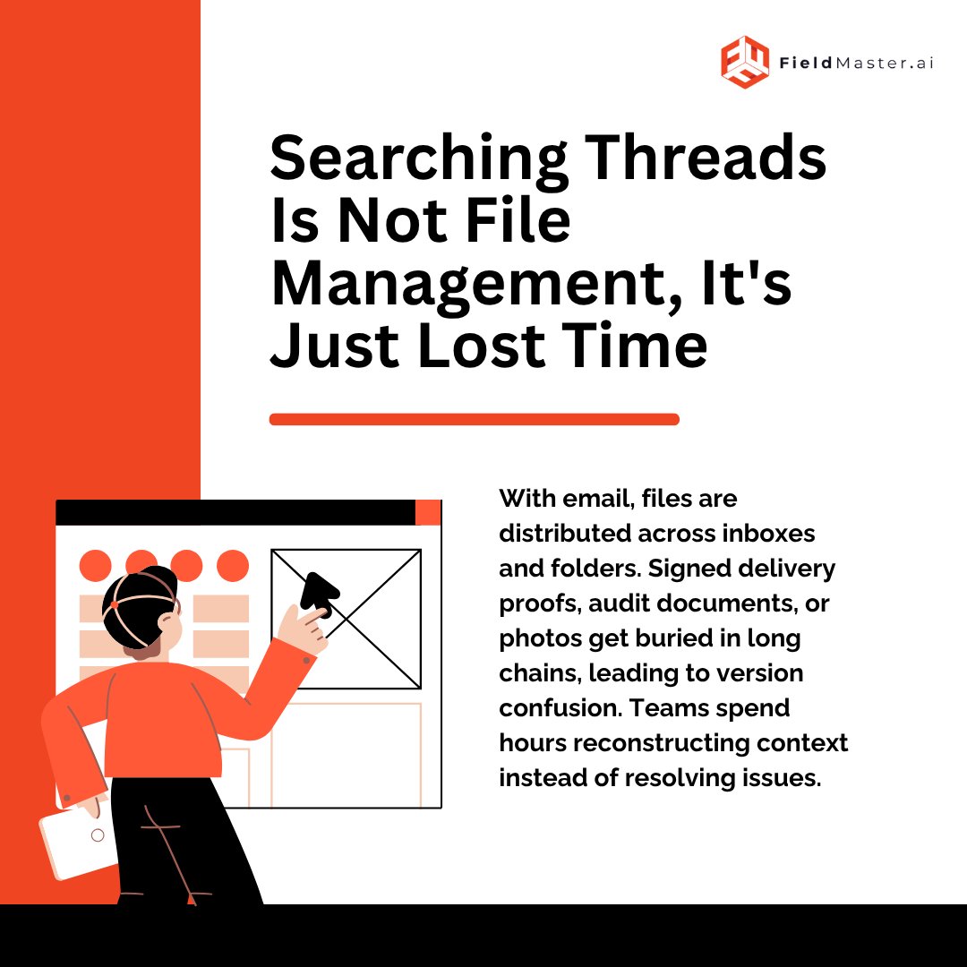 fieldmaster_ai's tweet image. Wasting time searching for files in emails?  Centralized file management helps you find documents in seconds, boosting collaboration and speed! 
Upgrade now: fieldmaster.ai/contact-us

#DocumentManagement #FileRetrieval #BusinessGrowth #ProjectManagement