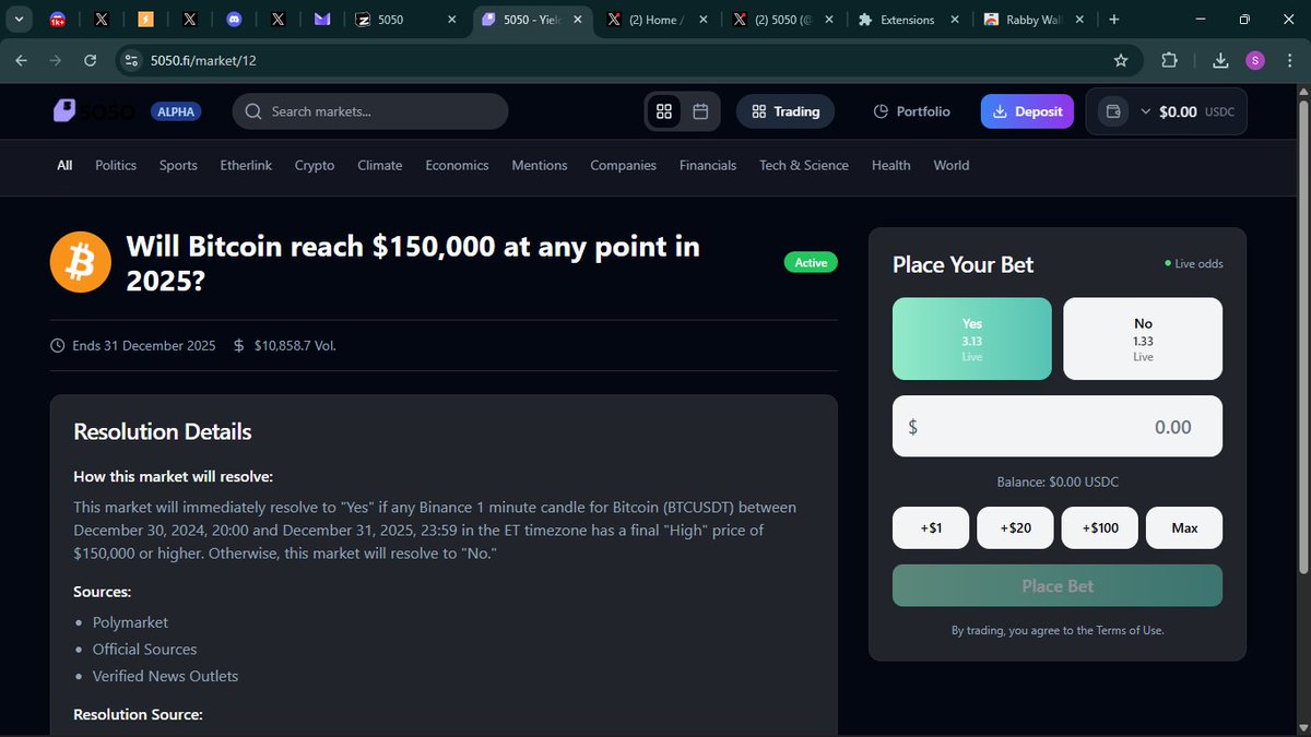 omalichaoffice's tweet image. #Tezos #Etherlink #TZAPAC @5050_fi i think the market is not bullish enough to hit 150,000 before the year runs out.....
