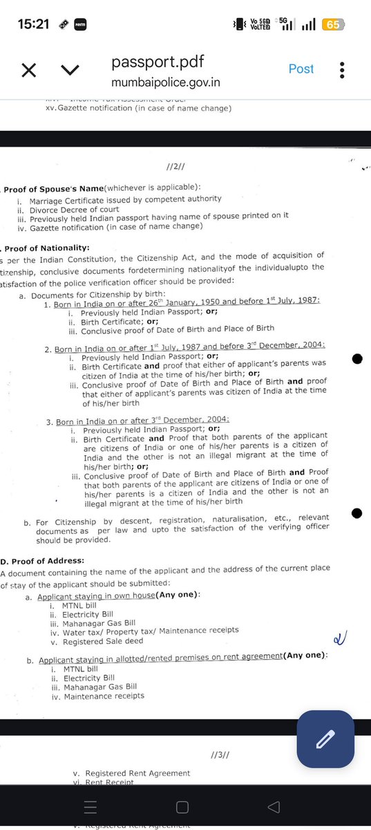 PriteshGoyal4's tweet photo. @MumbaiPolice Sir, it requires that either of applicants parents was citizen of India at time of applicants birth.
So if the parents hold a valid Voter ID proof, valid Aadhar Card, valid PAN, valid Ration card, still will they not be reckoned as indian citizen at the time of the app. Birth? https://t.co/8ujSbn3sV0