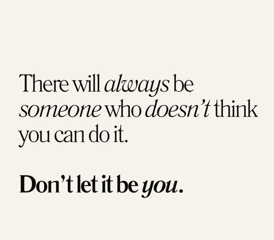 Lead2Support's tweet photo. There will always be people who doubt your decisions, your leadership, or your ability to make an impact. That comes with the territory of serving others. But the voice you can’t afford to let be the loudest is your own self-doubt.
If you don’t believe you can, why should anyone else?
Don’t let the person who stops you be you.
Choose courage over doubt today!