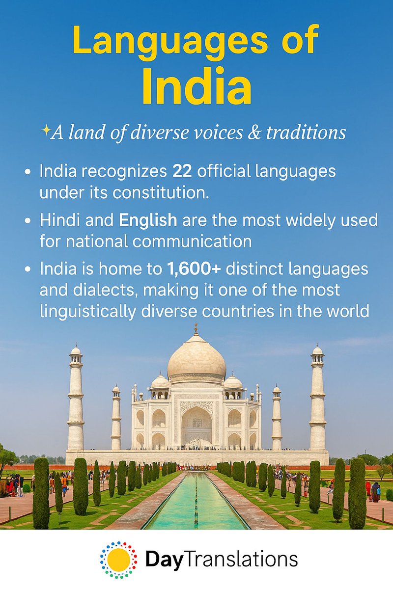 DayTranslations's tweet image. Languages of India. Follow us to Learn about Languages of a different Country everyday.

#worldlanguages #interpreters
