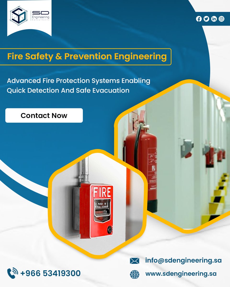 SD__Engineering's tweet image. Protect lives &amp;amp; assets with advanced Fire Safety &amp;amp; Prevention Engineering  Quick detection, safe evacuation &amp;amp; global safety standards you can trust. 
sdengineering.sa

#FireSafety #SafetyFirst #LifeSafety #SmartSafety #LifeSafety #SafetyInnovation #SafeBuildings
