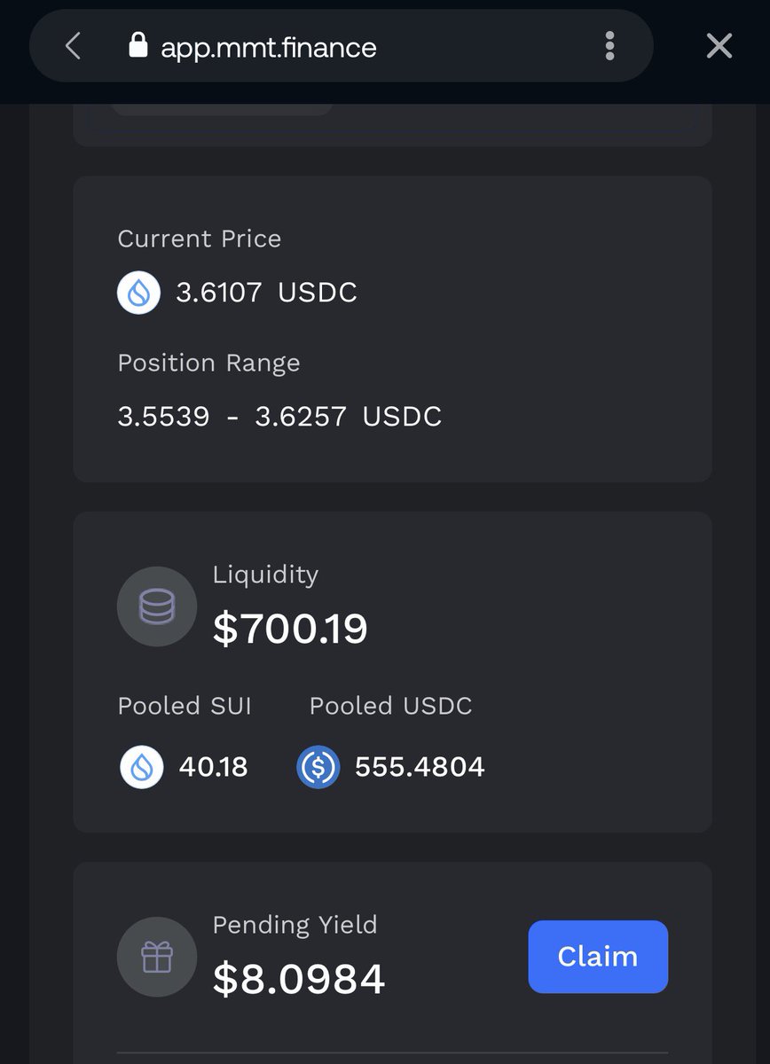 MissChain_'s tweet photo. Yo! I can claim $8 rewards for providing $700 liquidity on @MMTFinance in under 24 hours. Crazy!

Good tech. https://t.co/b3BC9NUKiD