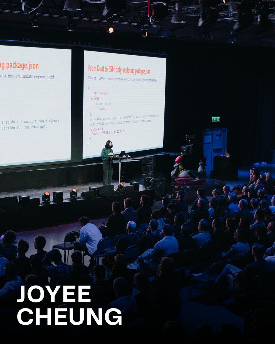 nordicjs's tweet image. No more juggling CommonJS and faux-ESM. @JoyeeCheung revealed how Node.js is moving to full ESM and why the future looks brighter for developers. #NordicJS #NordicJS2025