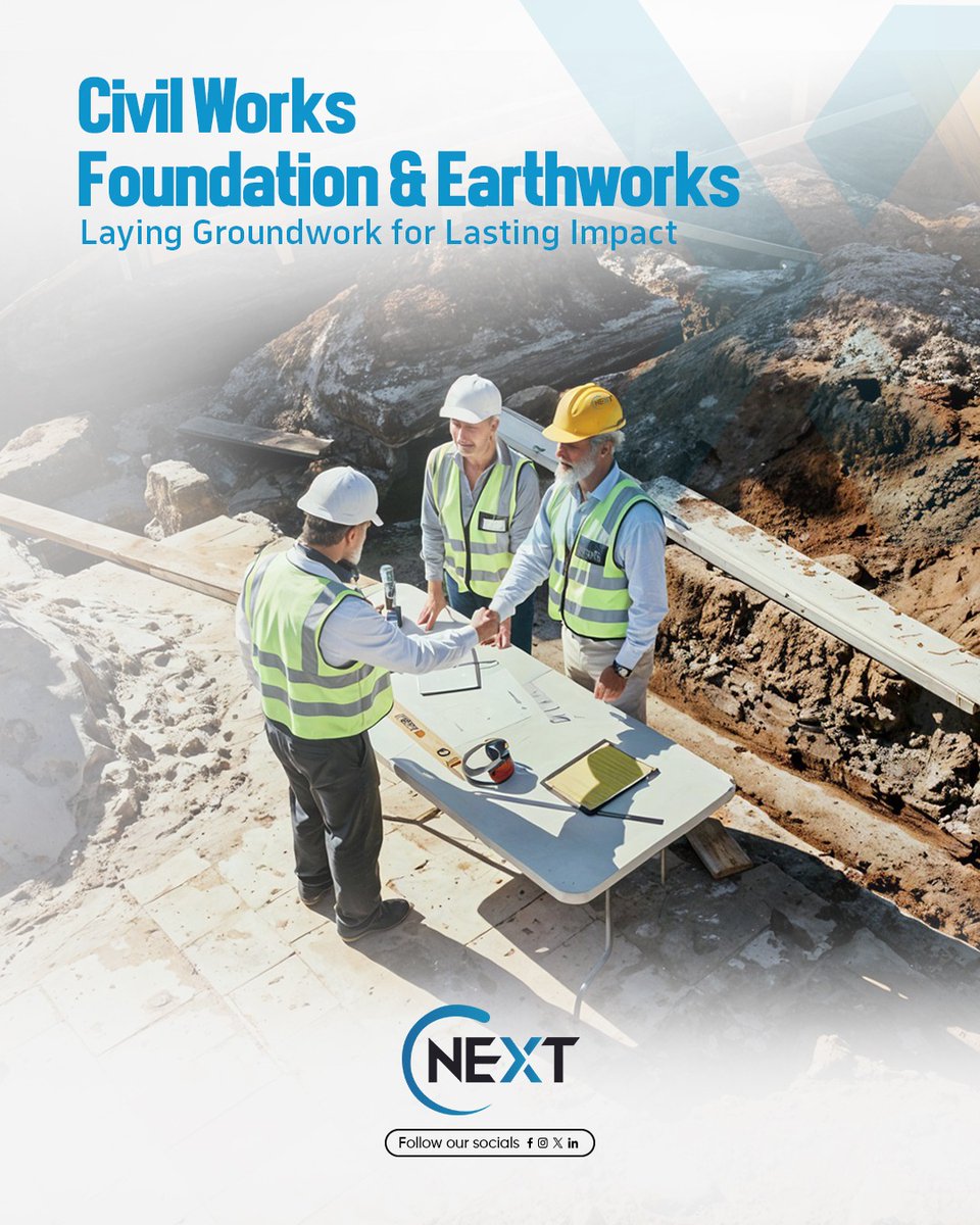 cnextsa's tweet image. Every great project starts from the ground up.
Cnext delivers foundation and earthwork solutions built for durability and lasting impact.

#CivilWorks #Cnext #FoundationWorks #EngineeringExcellence