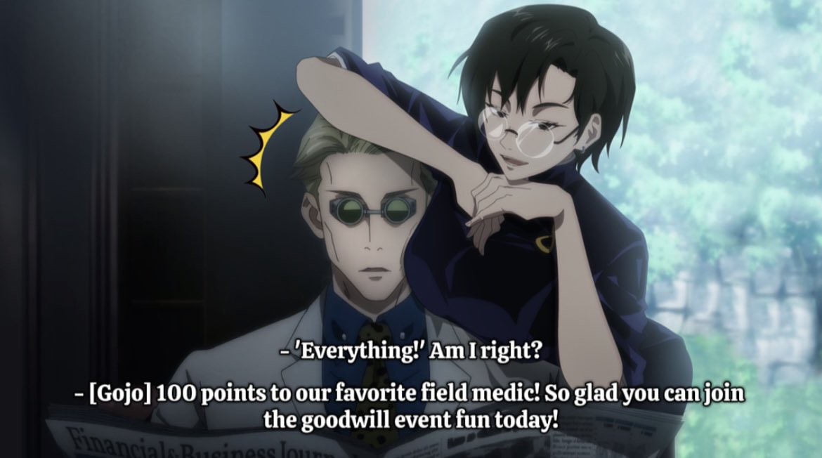 NHLin_'s tweet photo. 七海+灰原x夢 | #H2N
Favorite screencap from JJK anime S1 Ep 14 🤭 also Huang's first full appearance after only being referenced from Ep 1-13. As part-time instructor, she is also invited to watch the Goodwill Event.
🎨© jellyfucc
#じゅじゅプラス #yumetwt https://t.co/wjYYxQ3B1n
