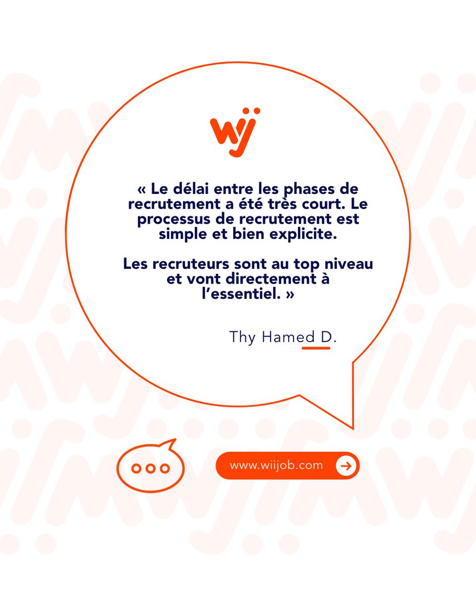 Nous accompagnons chaque candidat avec sérieux et professionnalisme, afin de créer une relation de confiance durable et d’assurer le meilleur matching entre compétences et besoins des entreprises.

#Wiijob #TémoignageTalent #ExcellenceRH #Recrutement #EngagementQualité