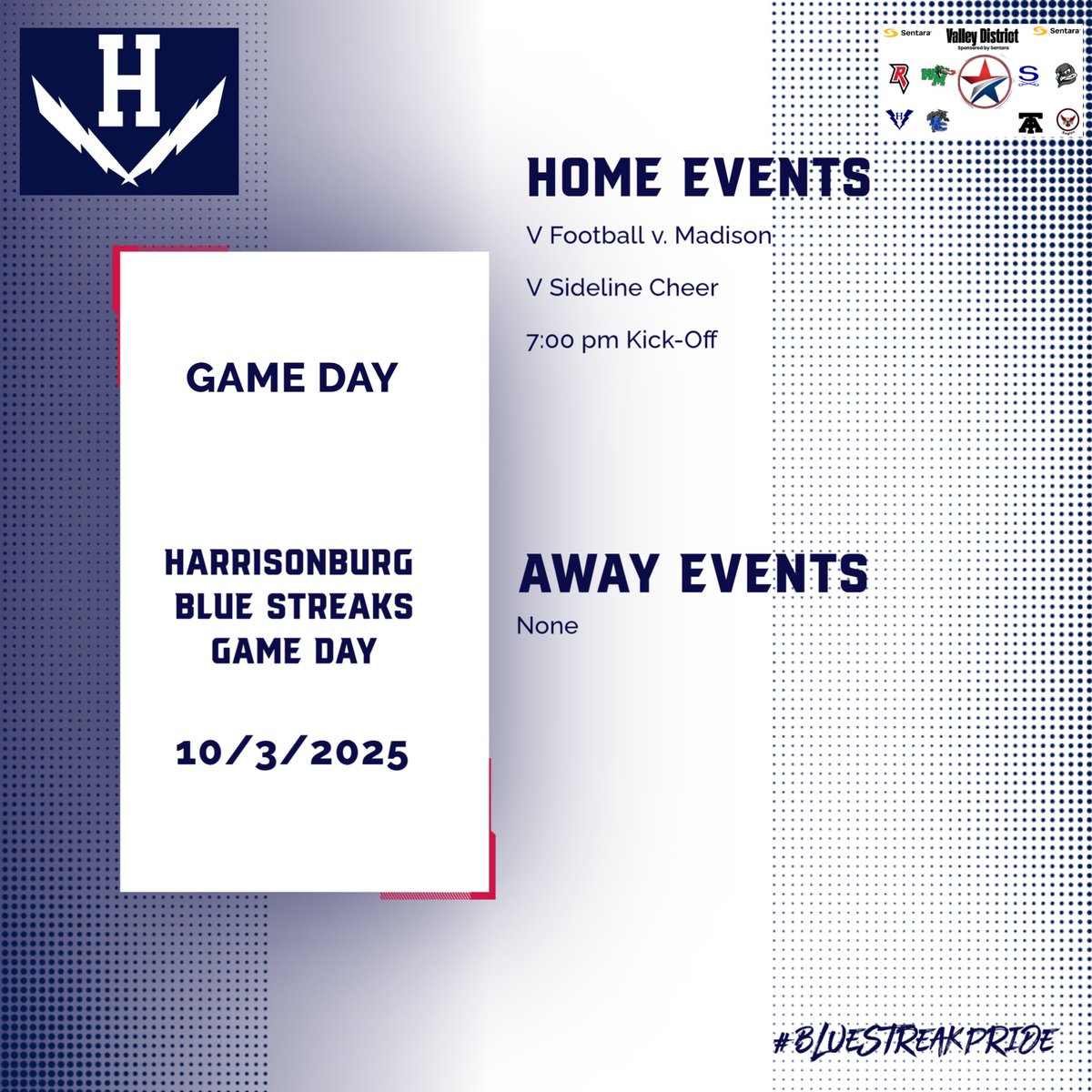 HHS_BlueStreaks's tweet image. Good luck to V Football hosting Madison tonight.  #BlueStreakPride