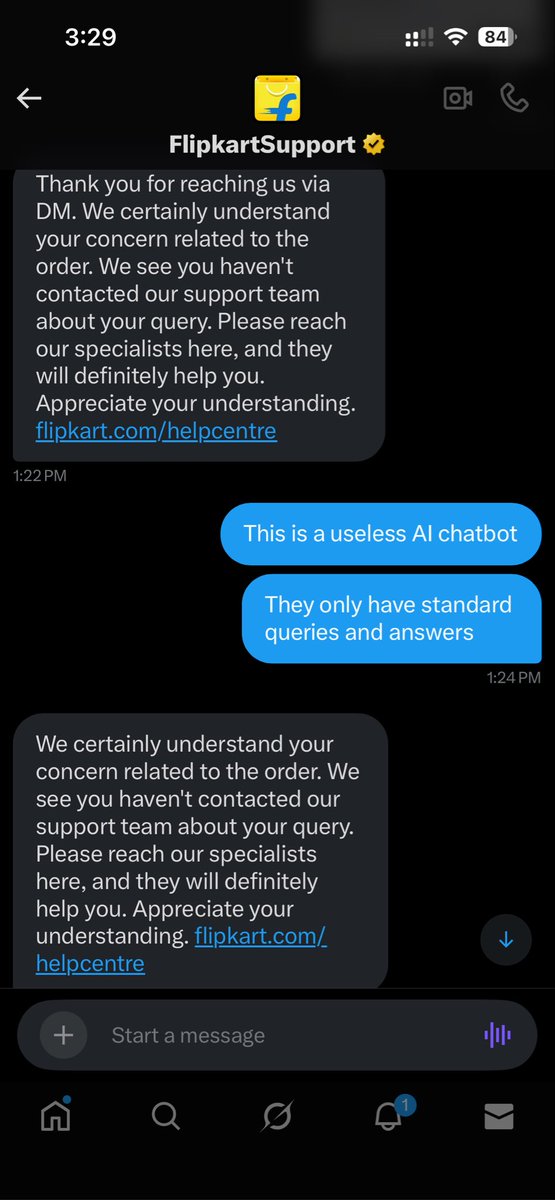 vvikram's tweet photo. @flipkartsupport So that I have to hit my head against an AI chatbot once again??? https://t.co/aNLhM94RnL