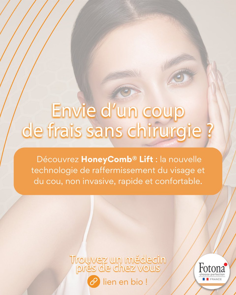 DermatoFotona's tweet photo. Le HoneyComb® Lift est une nouvelle génération de traitement non-invasif qui raffermit le visage et le cou. 💆‍♀️

Un soin rapide confortable et efficace, sans aiguilles !

Pour plus d’information : https://t.co/1PWtCj4KVD

#honeycomblift #fotonafrance #rajeunissement #beaute #laser https://t.co/LjryEQIkze