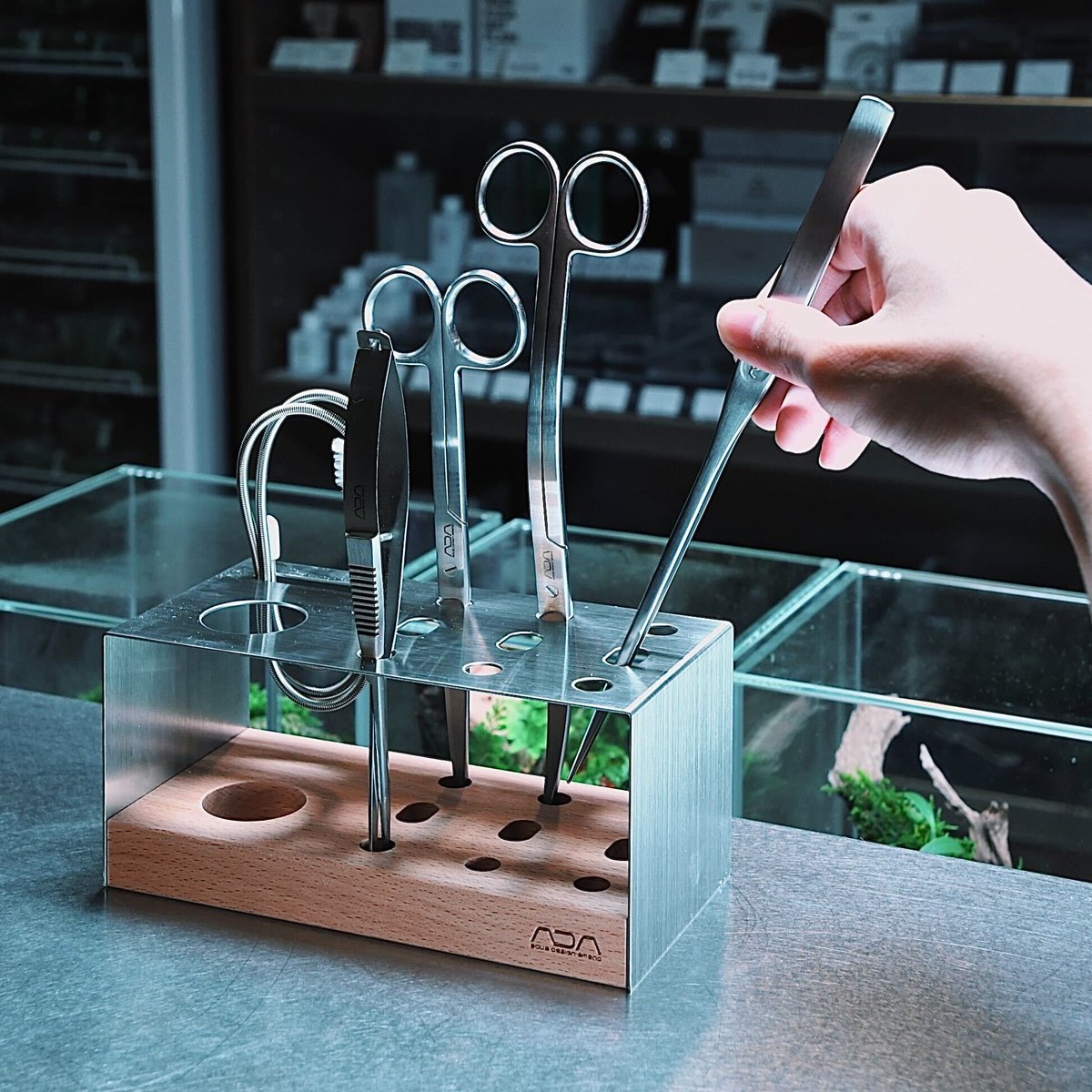 ada_lab_umeda's tweet image. ADA NATURE AQUARIUM PRODUCTS
: METAL WOOD TOOL STAND

良質な天然木とステンレスを組み合わせ、機能性と耐久性を備えたツールスタンドです。木部はハサミやピンセットの先端をやさしく保護します。スプリングウォッシャーも収納可能で、水槽周りを美しく整えます。

#adalab #adalabumeda #ada