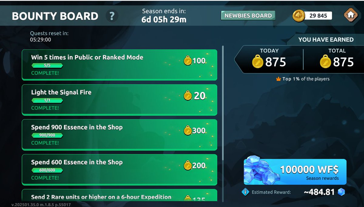 WarriorvenC's tweet image. Today&apos;s bounty completed ✅Don’t forget to do your daily missions to keep stacking rewards and stay on top. Every point matters, let’s go!  
#WildForest @playwildforest