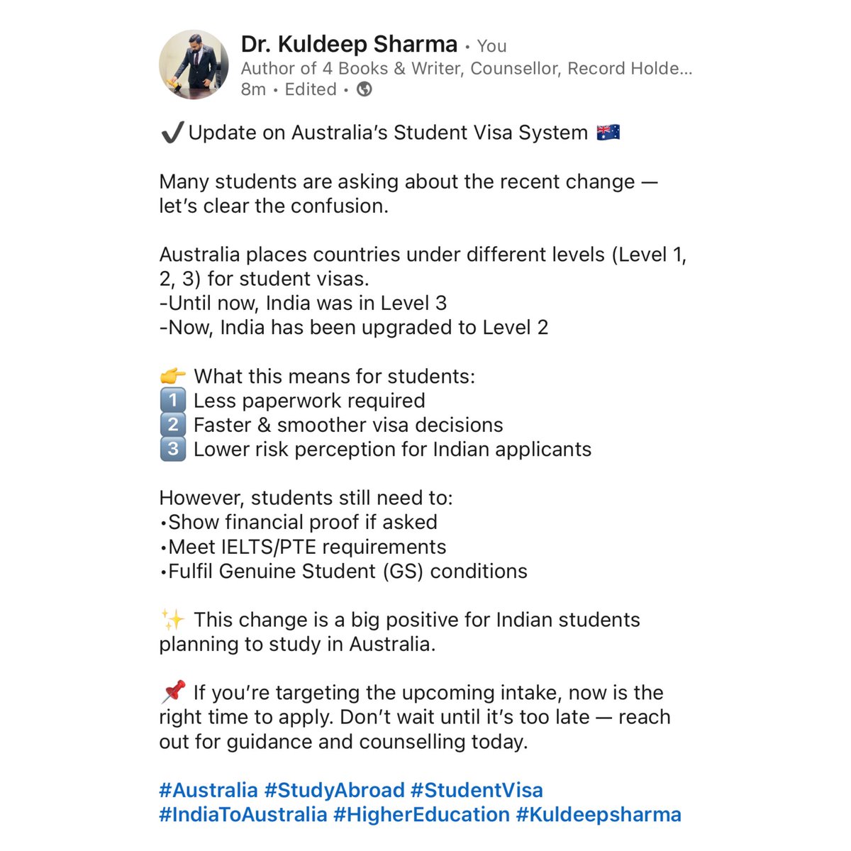 KuldeepAuthor's tweet photo. Australia Update🇦🇺✈️

#Visacounsellor #Studyabroad https://t.co/SLPmsBzH0c
