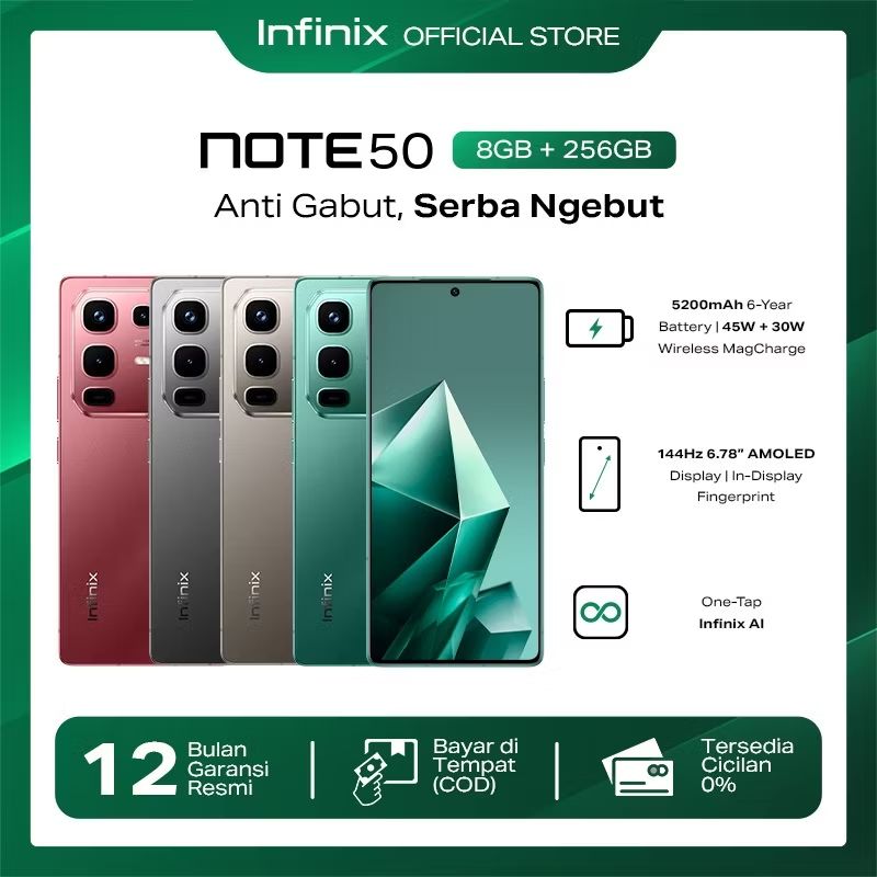 Cek Infinix Note 50 8/256GB - Up to 16GB Extended RAM - Helio G100 - 6.78” FHD+ Amoled - 50MP OIS - 5200 mAh - NFC dengan harga Rp2.699.000. Dapatkan di Shopee sekarang! s.shopee.co.id/2LPO2mMVWs?sha…