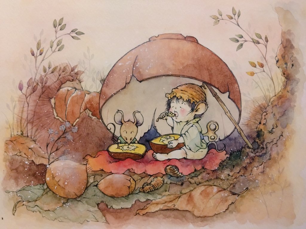 shio__doll's tweet photo. 「栗」　20×25cm　
透明水彩 https://t.co/R1bWFBzTvt
