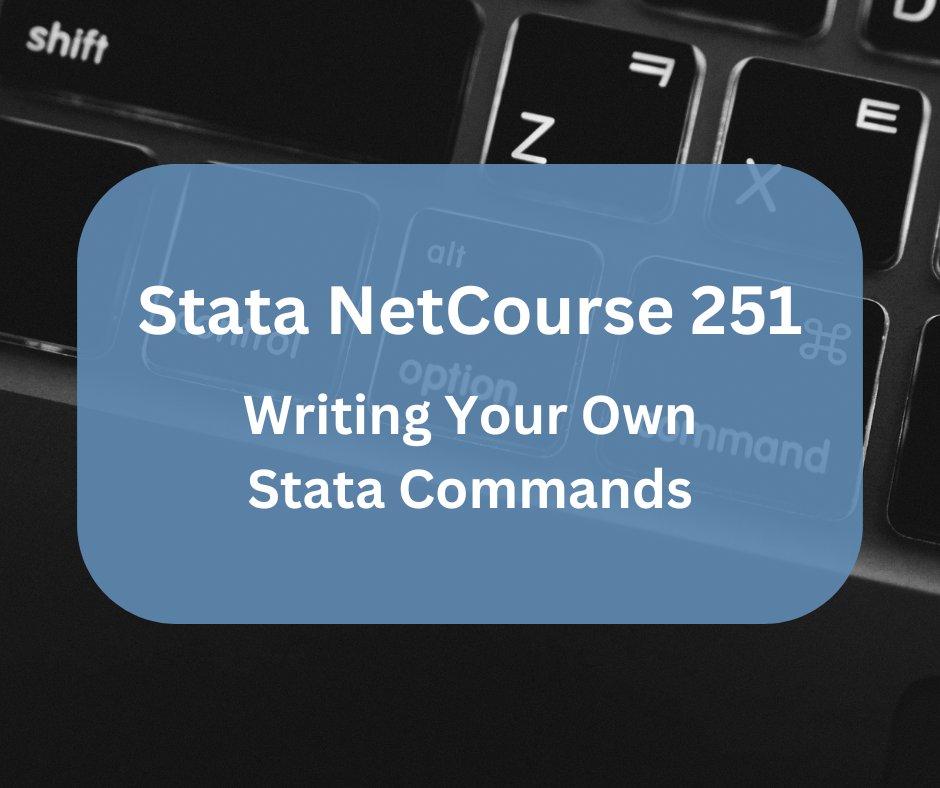 Learn how to create your own Stata commands with online NetCourse 251: Writing Your Own Stata Commands. Use syntax to process saved results, create data management commands &amp; more. The next course starts 23 Jan 2026, enrol at surveydesign.com.au/stata/netcours…