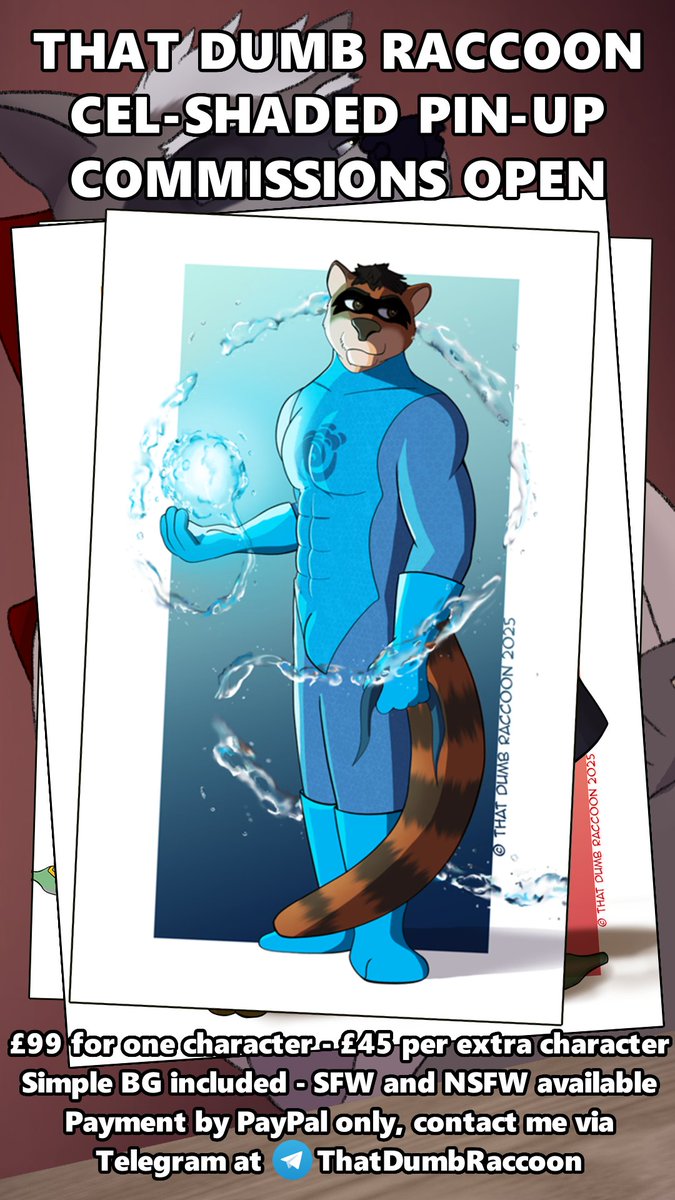 ThatDumbRaccoon's tweet image. 🥳 CEL-SHADED COMMISSIONS ARE OPEN!! 🥳

I'm accepting commissions of cel-shaded digital illustrations of your characters.

These can be SFW or NSFW. Your character will be against a simple geometric background, alternatives will incur an extra cost.

Paypal only, one character…