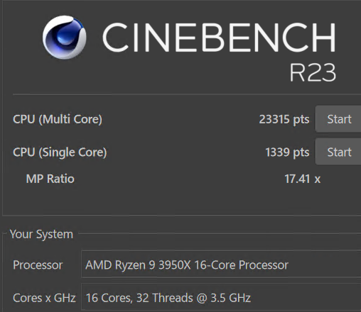 久しぶりにR23動かしたけど異常無しなんで最近やたらOS落ちるのは単純に高負荷だからとかではないみたいね
9590xだと42000点くらい出るようなので1.8倍くらい性能向上する