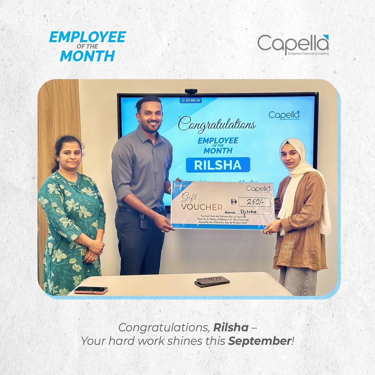 capella_me's tweet photo. 🎉Congratulations to Rilsha, our Employee of the Month for September!
Your hard work and dedication inspire us all.
#EmployeeOfTheMonth #Capella https://t.co/2GJkB4EbIs