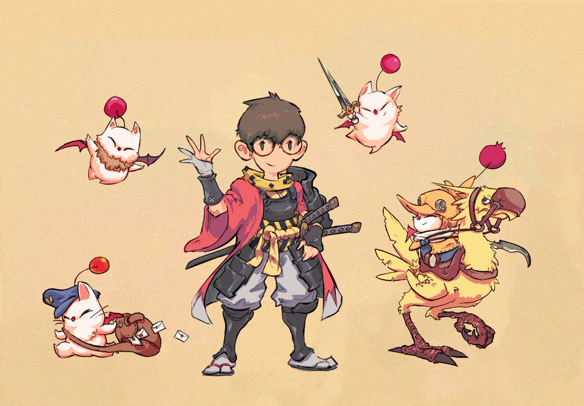 Self protrait Final Fantasy style with Moogles