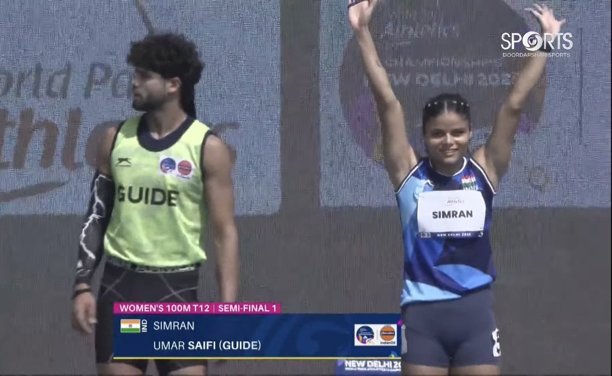🚨📢 SIMRAN SHARMA QUALIFIES FOR PARA ATHLETICS WORLD CH'PS 100m T12 FINAL 🏃‍♀️💨

Defending 🏆 &amp; Paralympic 🥉 in 200m Simran Sharma qualifies to 100m T12 finals at World Para Athletics Ch'ps clocking a Personal Best of 12.08 in semis!

Asian Games 🥈 in 100m &amp; 200m Simran will