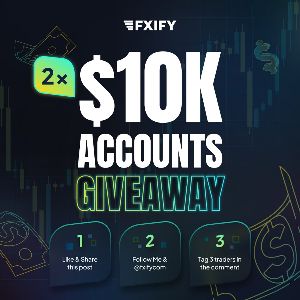 🚨GIVEAWAY ALERT🚨
🎊2X 10000$ ACCOUNTS🎊

To participate in the giveaway follow the steps below 

1.Follow <a href="/fxifycom/">FXIFY</a> <a href="/FtaBlacklabel/">Black Label | FTA Founder</a> 
2. Like - Retweet - Tag 3 friends 
3 join our exclusive discord server

discord.gg/fundedtradersa…