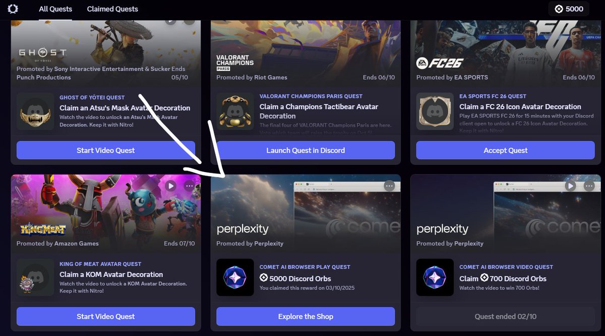 LeeGio_'s tweet image. How to complete the Quest by P*rplexity for 5000 Discord Orbs without having to download C*met Al
(No need to download the browser, no commands needed)

(1/3)