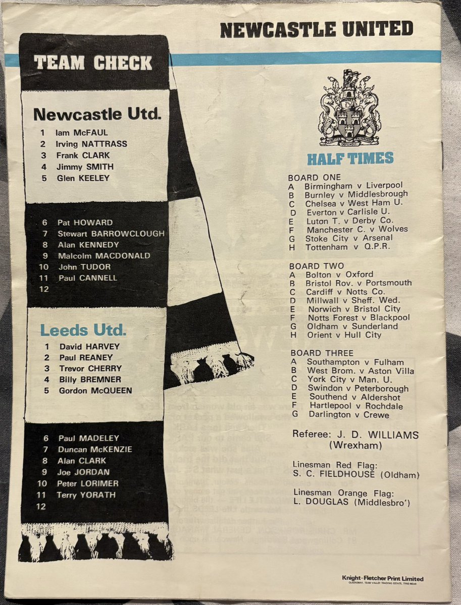 NUFCProgrammes's tweet image. Programme of the Day Number 811
Newcastle United v Leeds United
1974/5
A 3-0 win for United in the run up until Christmas
Goals from Alan Kennedy John Tudor and Pat Howard
Att 34054