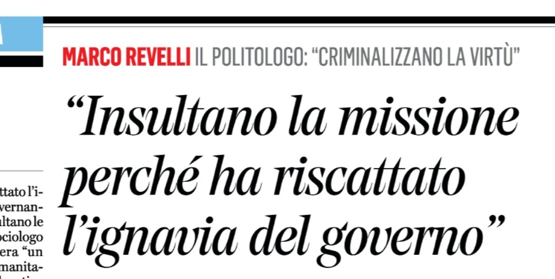 Marco Revelli lineare oggi sul Fatto