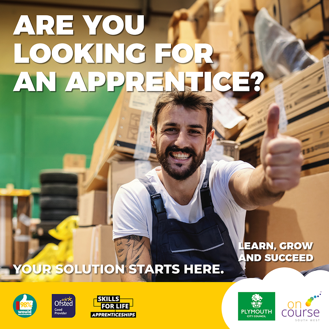 OnCourseSW's tweet image. Apprenticeships available now:
•Business Administration 
•P.A. 
•Healthcare Apprenticeships 
•Accounting 
•IT Apprentice

Please contact Tim.Scott-Lloyd@plymouth.gov.uk