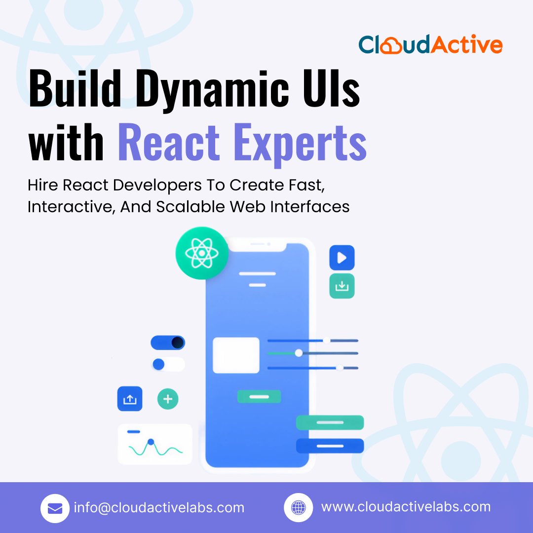 CloudActiveLabs's tweet photo. Build dynamic UIs with React experts!
Hire devs to create fast, interactive, scalable web interfaces.
👉 https://t.co/W95nN6covL
📧 info@cloudactivelabs.com
📱 +91 987 133 9998
#ReactJS #WebDev #UIUX #CloudActiveLabs #TrendingTech #FrontendExperts https://t.co/L9didCDrHn