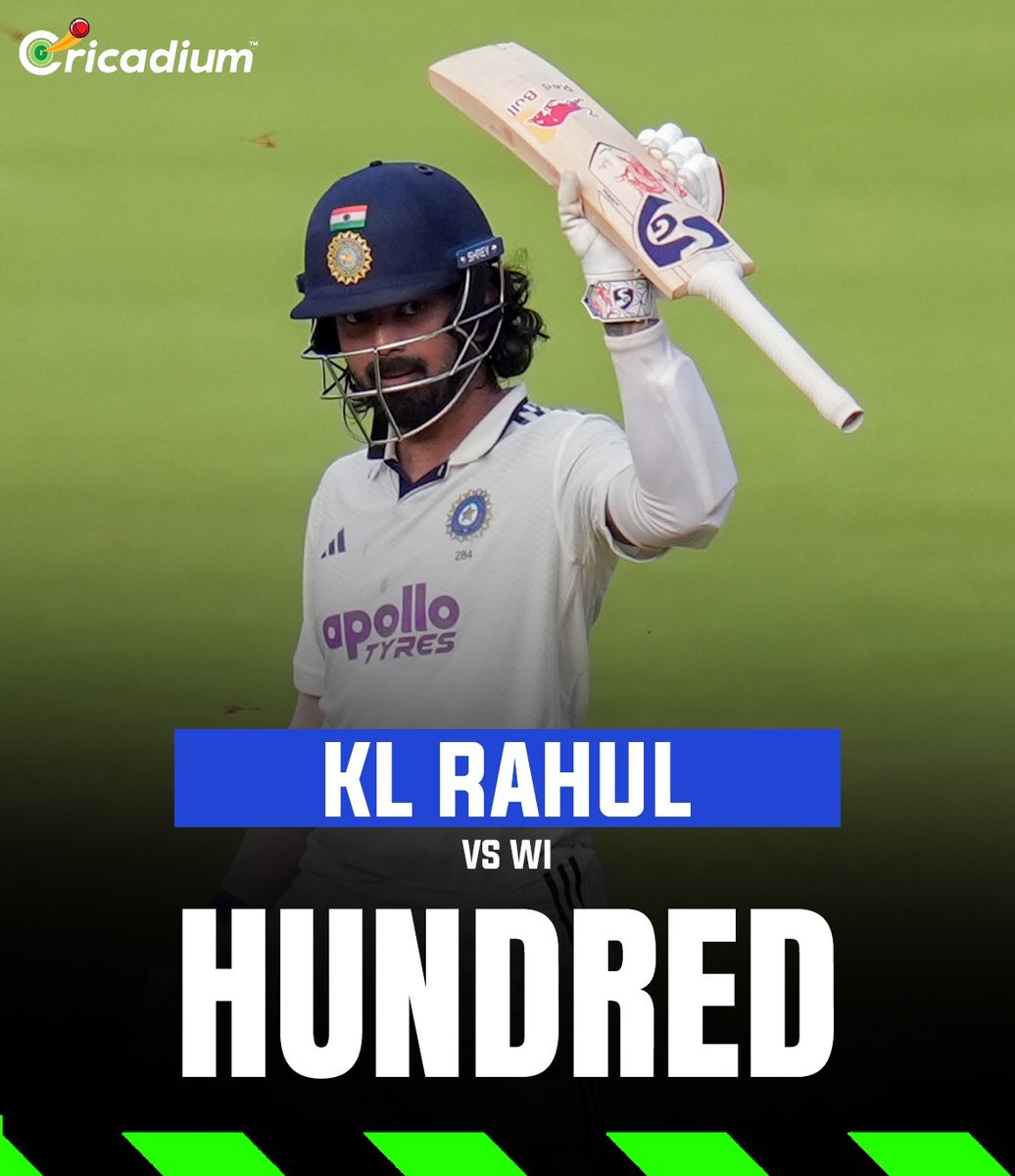 Cricadium's tweet photo. 💯 KL Rahul ends the long wait!
A brilliant Test century at home — his first in India since 2016 and only the second of his career! 🇮🇳🔥
#KLRahul #TestCentury #INDvWI #TeamIndia https://t.co/sxcUn5IUQ0