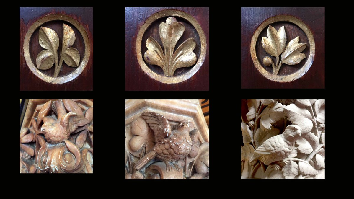 Delicate details from Highbury Hall in Moseley 🍃🕊️ — where carved leaves and stone songbirds whisper stories of Birmingham’s Arts &amp; Crafts past. A masterpiece of nature and craft woven into wood and stone. #Birmingham #HighburyHall #ArtsAndCrafts #Heritage