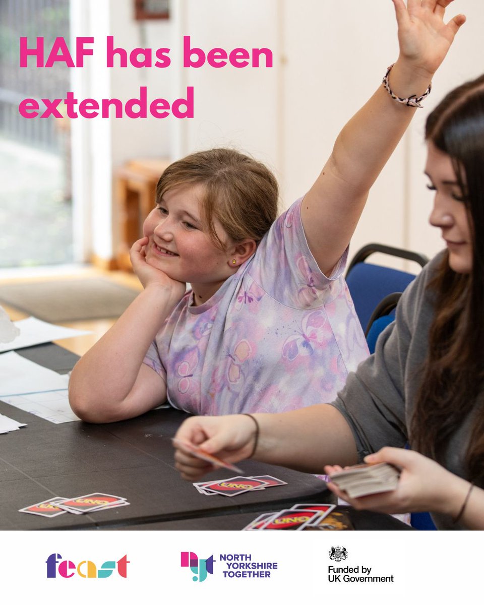 nyorkstogether's tweet image. The government has confirmed that they plan to continue funding free activities with food during the school holidays until 2029! 

Read more about the extension here: northyorkshiretogether.co.uk/extension-holi…

#HAF2025 #dfe #FEASTNorthYorkshire 
@educationgovuk