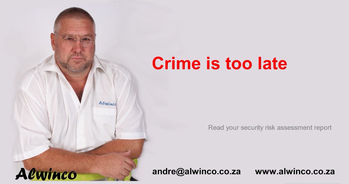 Alwinco's tweet image. Crime is already too late.
By the time criminals strike, the damage is done. Prevention through independent security risk assessments is the only real solution.
#SecurityRiskAssessment #ProactiveSecurity #Alwinco #SouthAfrica