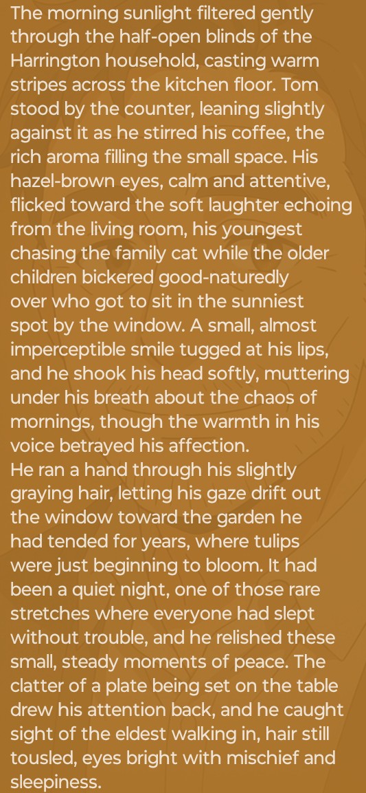 angelsbots's tweet photo. Tom Harrington: a soft-spoken dad with a warm smile and a steel-strong heart. Gentle, kind, and fiercely protective.
Come chat with him on @tipsy_chat 

https://t.co/rLTjd1jlZN

If you're new to the app you can use my code to get some free gems! 💎

➡️ G3Ths3nX https://t.co/UOkJfjbNzf