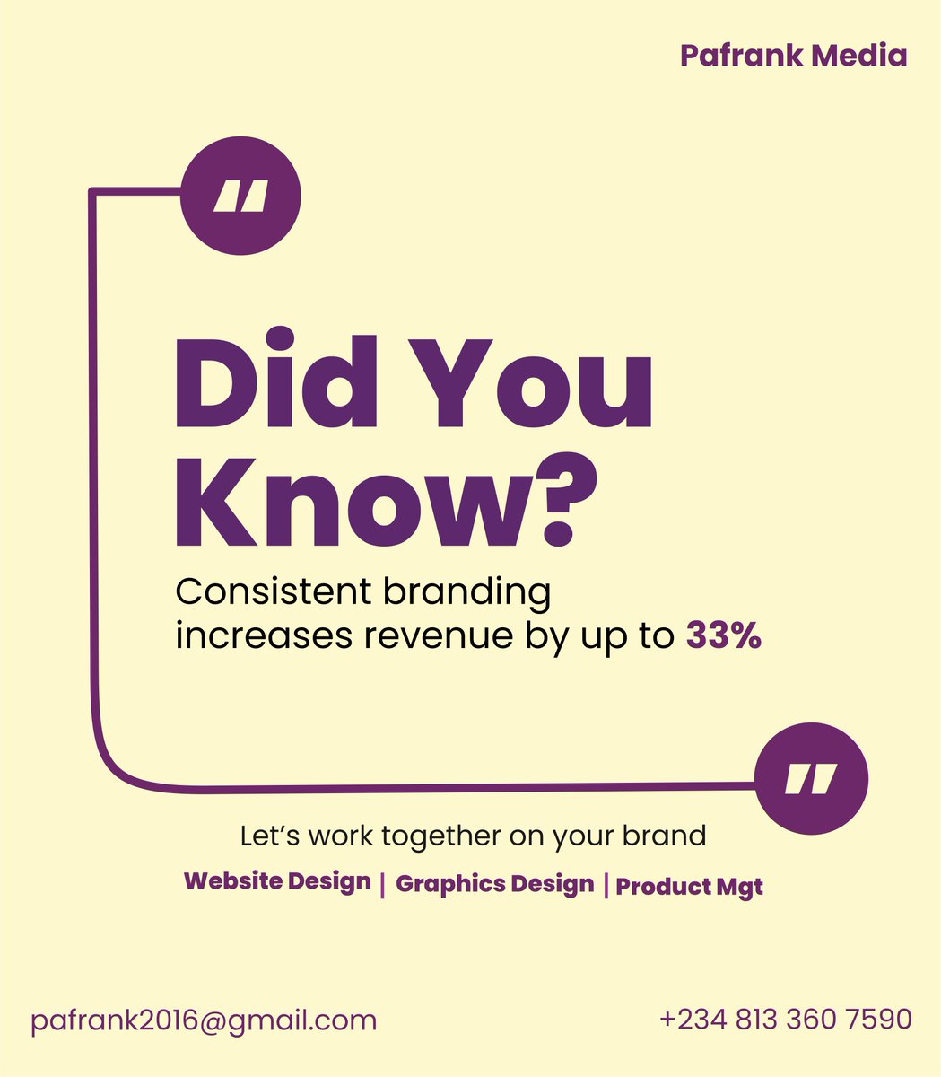 PafrankMedia's tweet image. Your brand is more than just a logo, it’s the experience, the consistency, the trust. 

When people recognize you everywhere, they buy faster.

👉 How consistent is your brand right now?
DM let&apos;s work on your brand together. #branddesign #nocodedev #graphicdesign #WebDevelopment