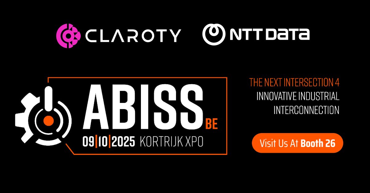 Claroty's tweet photo. 🇧🇪 Next week, we'll be in Kortrijk, Belgium for @industrialfairs #ABISS with @nttdata_inc! Visit📍 Booth D26, where we will have giveaways & demos of our award-winning solutions for protecting cyber-physical systems.
🔗 Register: https://t.co/VZ7beOBAXF
🎟️ FREE w/ code: ABI569 https://t.co/fFt8JRSBcZ