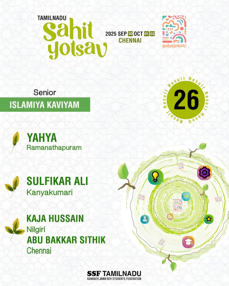 ssf_kanyakumari's tweet photo. SSF_TAMILNADU_SAHITYOTSAV
Presents
KANYAKUMARI DISTRICT PRIZE WINNER'S 🏆
2025
Sep 30 & Oct 1,2
Chennai
#ssfsahityotsav
#ssfkanyakumari
#ssftamilnadu
#ssfindia https://t.co/WIQdWk7qy4