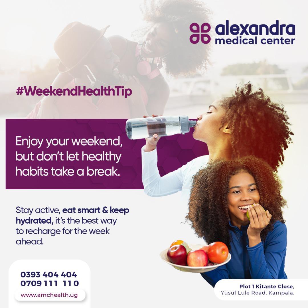 AMCHealthUG's tweet photo. #WeekendHealthTip
Weekends are for recharging, but your wellness routine shouldn’t clock out. Stay active, fuel your body with nourishing choices, and keep hydrated.
#KaCareKeeko https://t.co/P9bHw2Qbfu